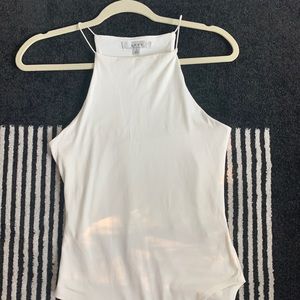 White spaghettini strap bodysuit